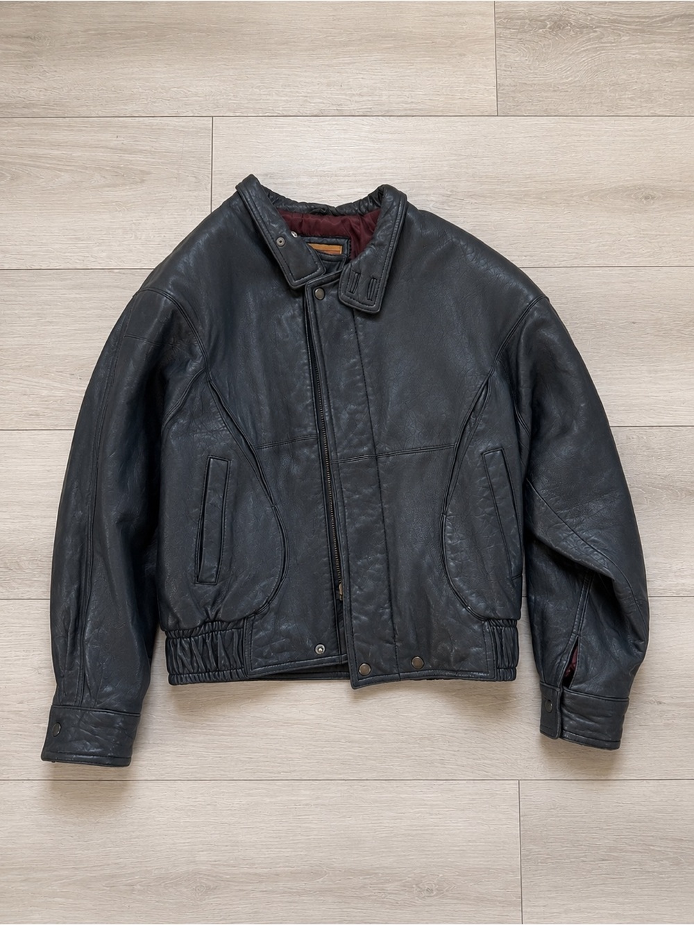 I.O.U. Leather Collection 1991 Jacket Men’s XL Black Vintage Leather Bomber